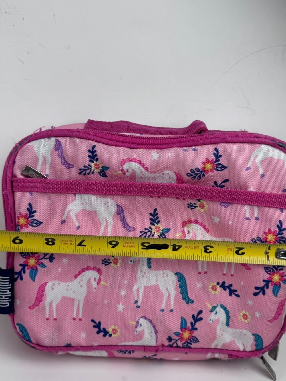 Wildkin Pink Unicorn Insulated Lunch Box Bag Cooler Zipper Pocket 9.5x7" stains - Picture 5 of 13